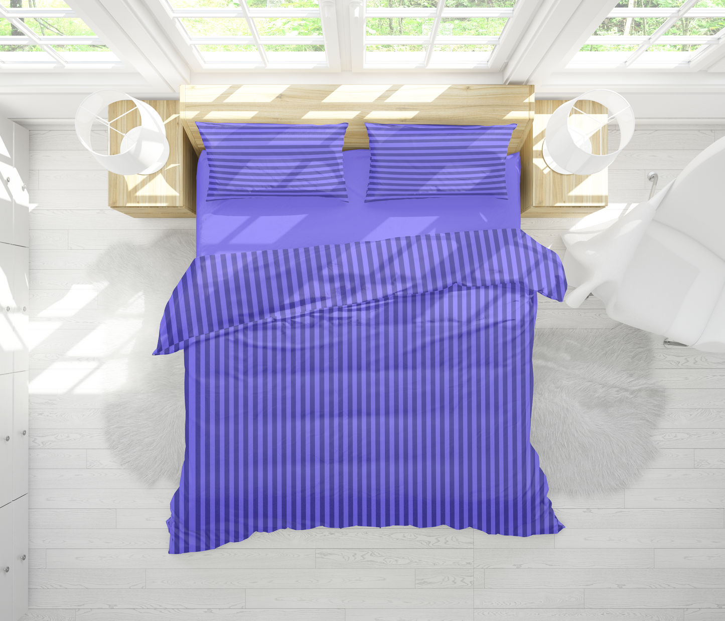 Light Blue Stripe - 7pcs Winter Razai/Quilt Set (Luxury)