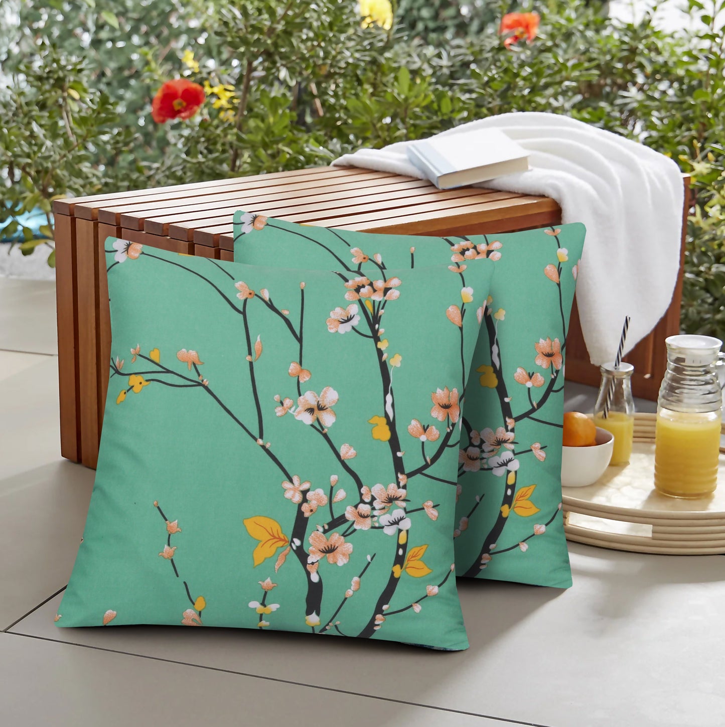 Floral Teal-Cushion Covers Pack of Two