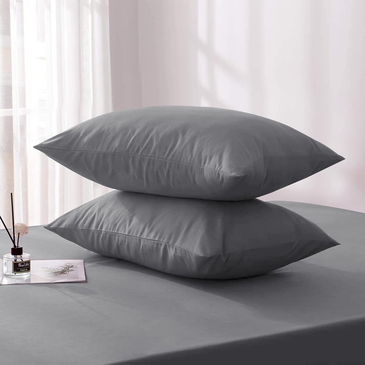 Ferrera Ash Grey Pillow Case-Pack of 2