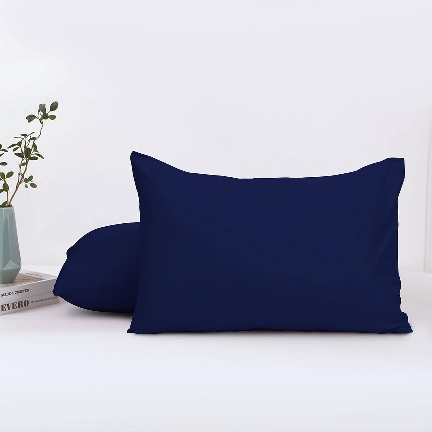 Ferrera Navy Blue Pillow Case-Pack of 2