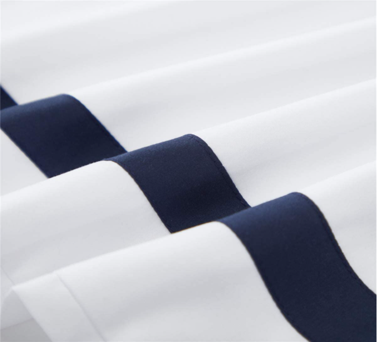 Hudson (Navy on White)-Bed Set 8 Pcs (Luxury)
