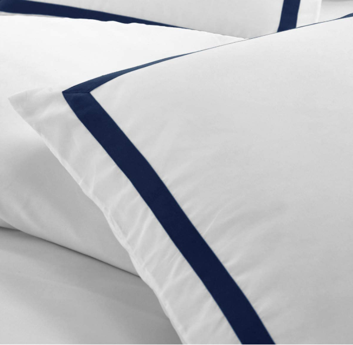 Hudson (Navy on White)-Bed Set 8 Pcs (Luxury)