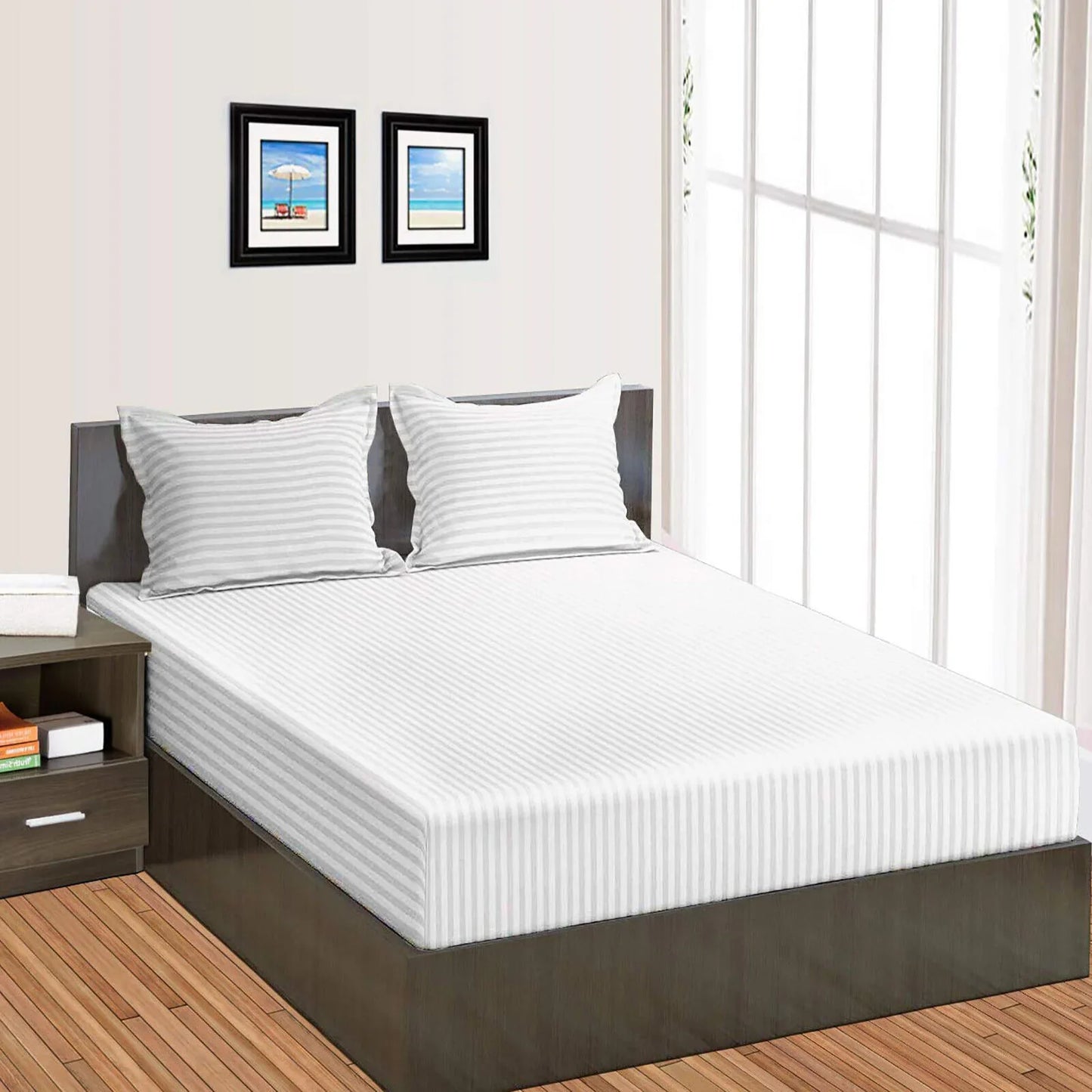 White Stripe-Luxury Fitted Sheet